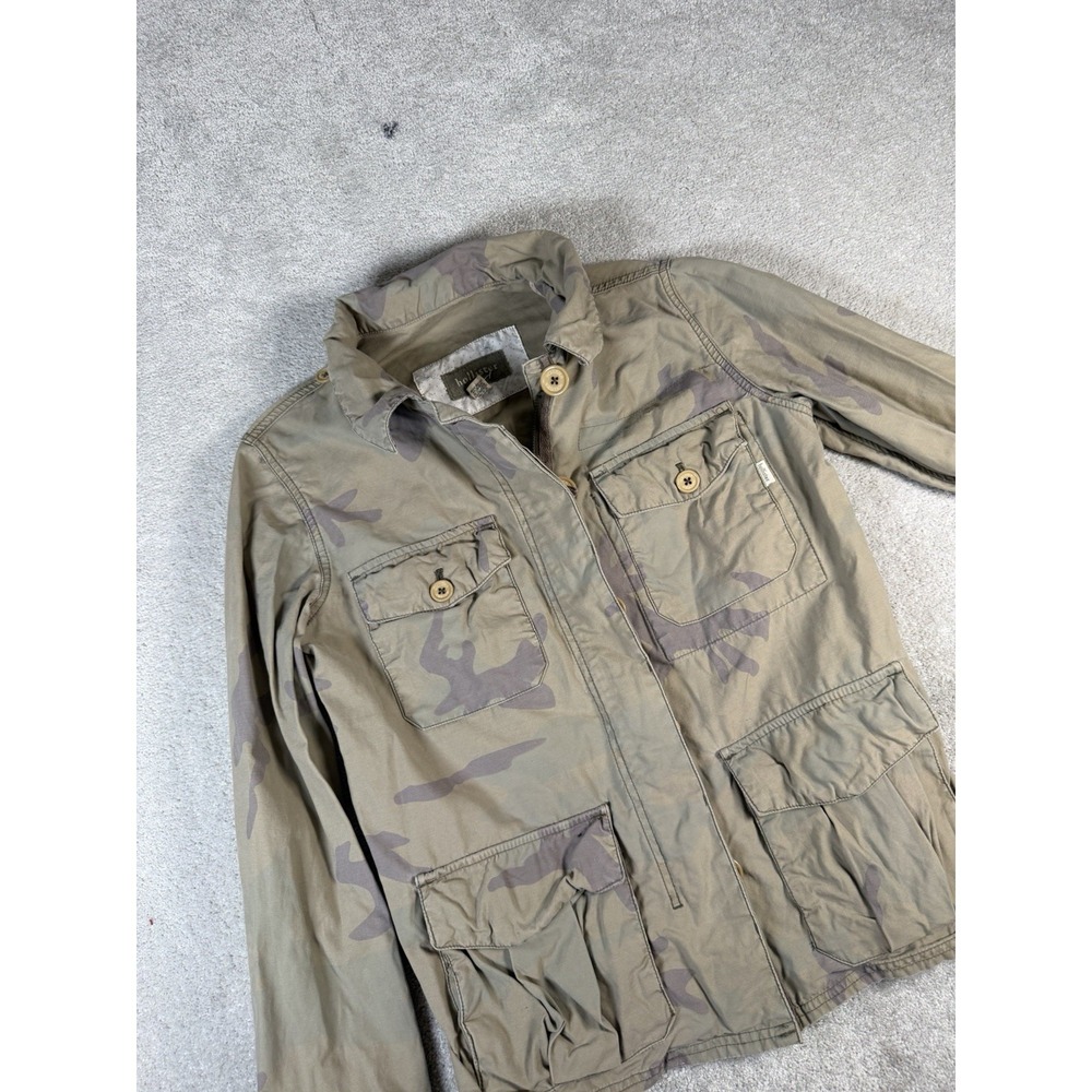 Hollister Vtg Womens Camo Cargo Utility Field Jacket‎ Cotton Size Lg Military